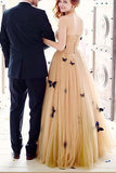 a line sweetheart 3d butterfly appliques prom dress long formal gown