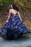 A line sweetheart embroidery floral prom dresses, long formal dress mg274