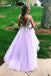 A line v neck lilac long prom dresses, appliques long formal gowns mg270