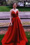 Spaghetti Straps Simple Long Prom Dress, Red Evening Satin Formal Dress MP1214