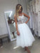 A-line short backless wedding dresses lace applique short bridal gown mg683