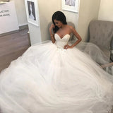 Sweetheart strapless tulle long ball gown wedding dresses mg681