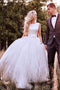 Elegant Round Neck V-back Tulle Ivory Wedding Dresses With Bowknot MG665