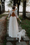 3/4 Sleeves Bohemian Lace Wedding Dress, Keyhole Beach Wedding Dress PW06