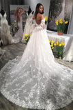 Sweetheart lace appliques backless wedding dresses with sleeves gw699