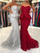 Mermaid sweetheart lace applique long prom dress graduation dresses mg108