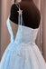 Charming a line spaghetti straps tulle starry night long prom dresses mg269