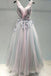 A-line v neck lace appliques ombre long prom formal dresses mg124