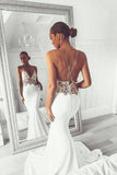 Mermaid evening dresses spaghetti straps backless wedding dress mg672