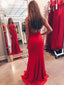 Sheath Red Open Back Long Prom Dresses Tight Evening Gown MP21