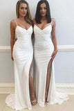 Sexy Long Mermaid Bridesmaid Dresses with Slit, Simple Wedding Party Dresses PB201