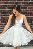 A Line Sleeveless Short Prom Dress, Spaghetti Straps Homecoming Dress GM341