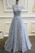 tulle a line princess backless long prom dress with lace appliques