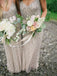Sheath spaghetti straps tulle grey bridesmaid dress with sequins gb357