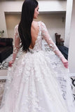 Princess Tulle Long Sleeves Wedding Dresses With Appliques PW83