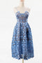 Spaghetti-straps Lace Short Prom Dress, Lace Blue Homecoming Dresses GM73
