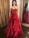 Beading sweetheart tulle long prom dresses burgundy formal dress mg296