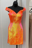 Glitter Tight Orange Hoco Dresses Sequin Mini Bodycon Party Dress GM557