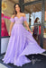 charm a line sweetheart lavender chiffon prom dresses with lace
