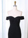 off shoulder sheath split black long prom dress black evening gown
