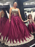Sweetheart Appliques Long Plus Size Ball Gown Prom Dresses MP1004
