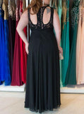 lace a line round keyhole back long chiffon plus size prom dress