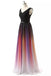 A Line Long Ombre Prom Dresses Chiffon Gradient Long Formal Gown MP36