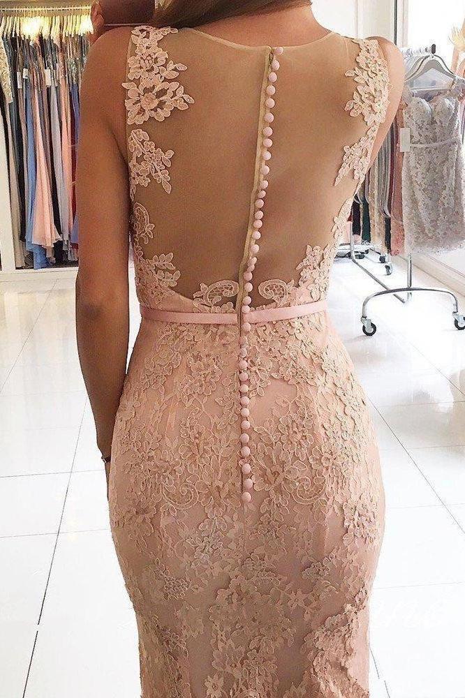 Charming illusion back lace appliques mermaid evening dresses prom party dresses mg107