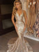 gold mermaid v neck court train sequined prom dress