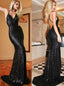 Mermaid Straps V-Neck Criss-Cross Backless Sequined Prom Dress MP1021