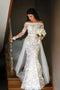 Long Sleeves Mermaid Lace Wedding Dresses, Bridal Dress With Detachable Train PW349
