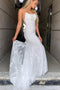 White Tulle Backless Long Mermaid Prom Dresses with Lace Appliques, GP165