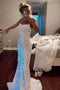 Glitter Mermaid Sparkly Prom Dress Sequin Long Backless Evening Gown GP68