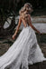 a line deep v neck lace floral wedding dresses with slit backless beach bridal gowns