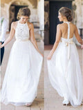 a line jewel tulle beach backless wedding dress with lace pw255