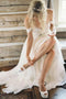 A-Line Off-the-Shoulder Beaded Chiffon Backless Beach Wedding Dress PW235