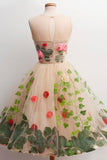 tulle short homecoming dress a line scoop with 3d florals