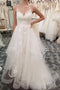 A-Line Spaghetti Straps Tiered Wedding Dress with Appliques PW219