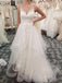 a line spaghetti straps tiered wedding dress with appliques