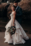 sweetheart tulle sleeveless country wedding dress with ruffles