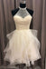 a line halter tulle beads short prom dress open back cute homecoming dress