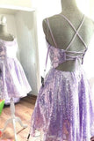 a line sparkle short prom dress lavender homecoming dress