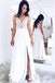 a line v neck beach wedding dresses with slit tulle boho bridal dress