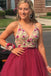 a line v neck embroidered bodice short prom party dresses