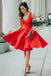 a line v neckline red homecoming dress simple short prom dress