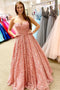 Sweetheart Lace Coral Long Prom Dress, A-line Strapless Pageant Gown MP733