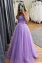 Beaded Sweetheart Long Prom Dress, Tulle Lavender Formal Dresses MP1203