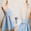 a line short blue prom dresses cute homecoming formal dresses with lace up
