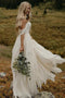 Chiffon Ivory Off Shoulder Sweetheart Boho Beach Wedding Dresses pw395