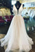 a line plunging neckline sparkly glitter tulle long wedding dress